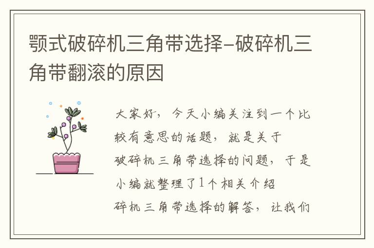 颚式破碎机三角带选择-破碎机三角带翻滚的原因