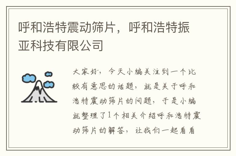 呼和浩特震动筛片,呼和浩特振亚科技有限公司