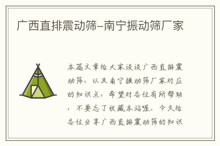 广西直排震动筛-南宁振动筛厂家